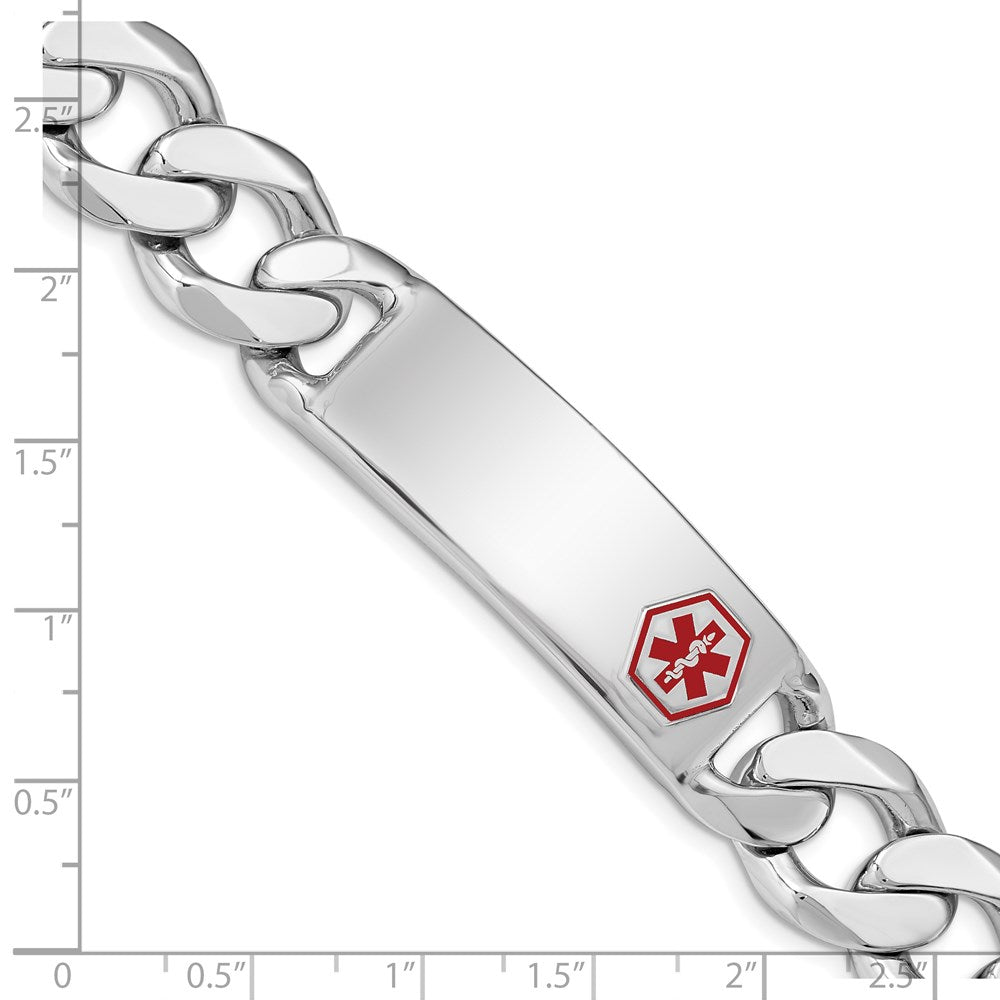 Sterling Silver Rhodium-plated Medical ID Curb Link Bracelet 8 inches