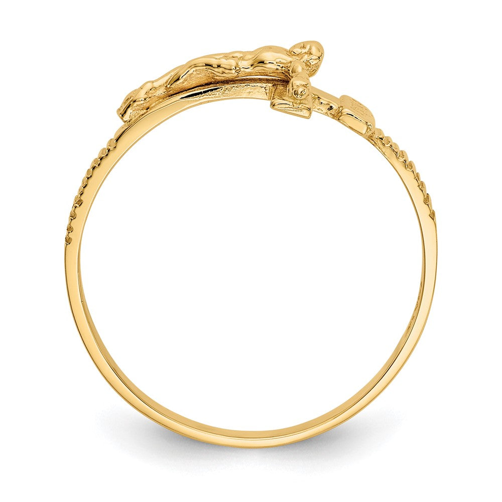 14K Gold Polished Jesus Band Ring Size 7