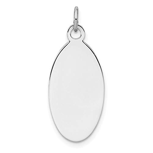 Sterl Silver Rh-plt Engraveable Oval Polished Front/Satin Back Disc Charm