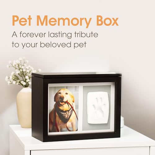 Pearhead Pet Photo Memory Box and Impression Kit for Dog or Cat Paw Print, Black