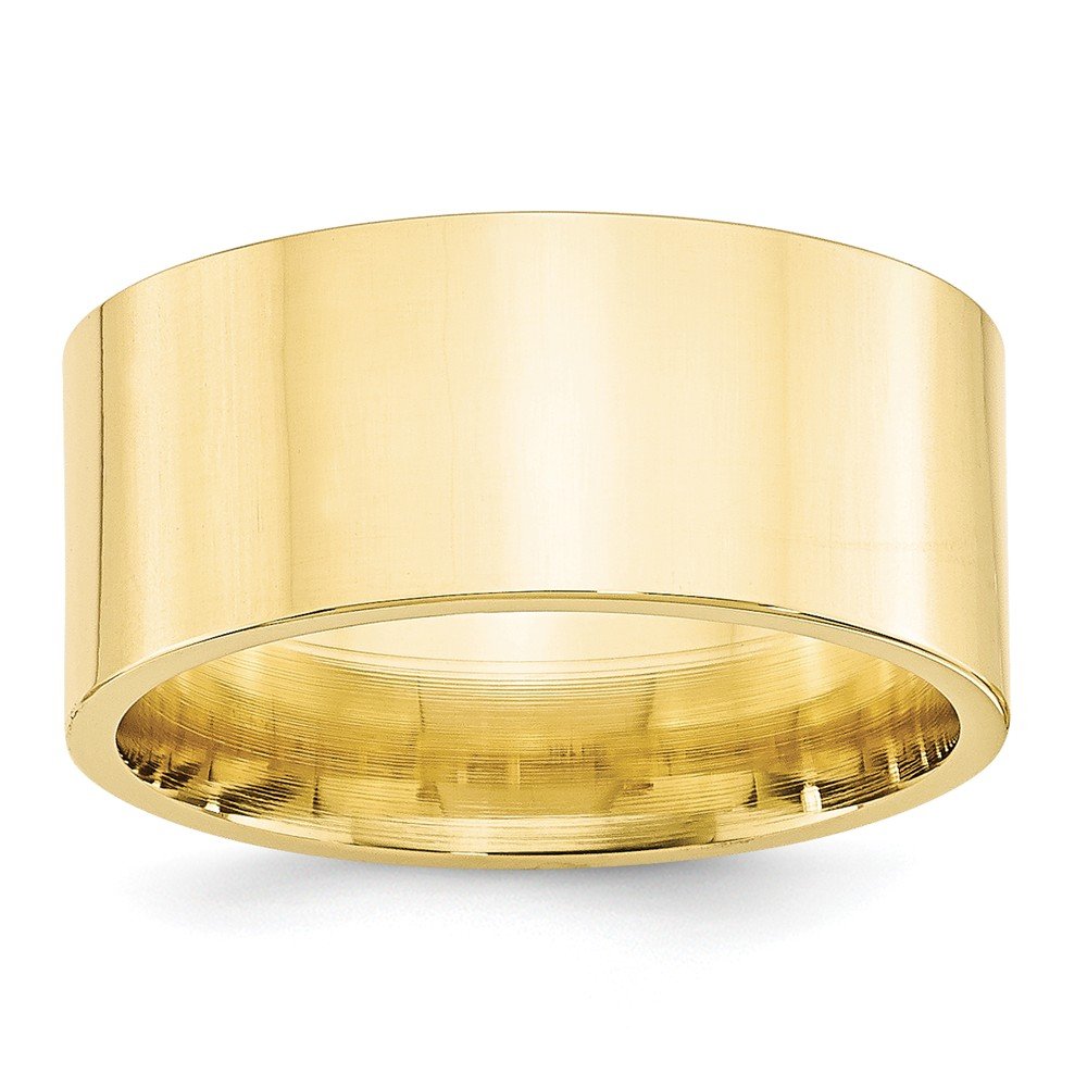 10k Yellow Gold 10mm Standard Weight Flat Comfort Fit Wedding Band Size 12