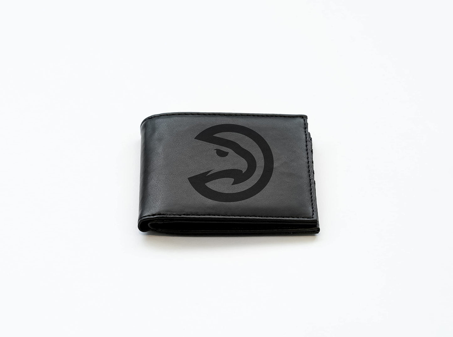 Rico Industries Basketball Atlanta  Black Laser Engraved Bill-fold Wallet - Slim Design - Great Gift