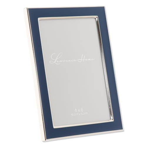 Lawrence Frames Silver Plated 4x6 Navy Enamel Picture Frame