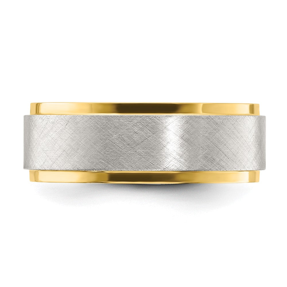 Stainless Steel Polished Yellow IP-plated w/Brushed Center 8mm Band Size - 7