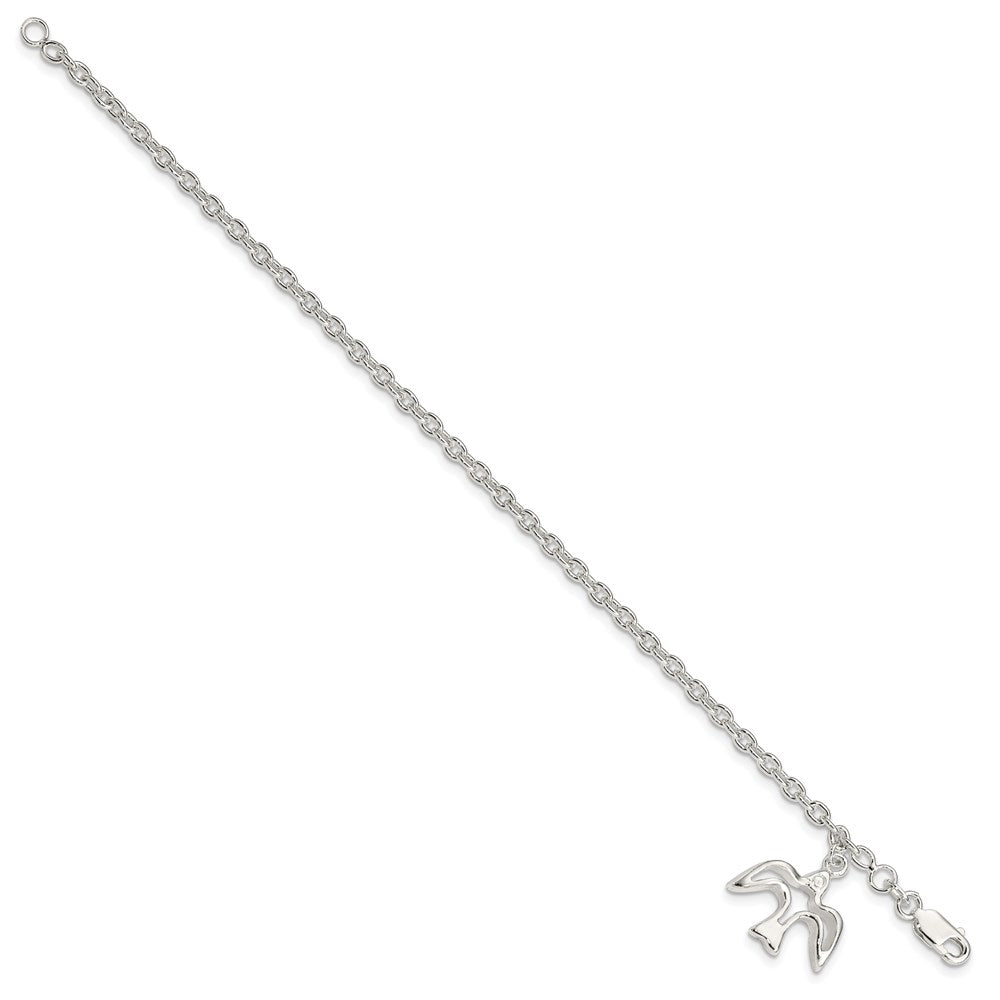 Sterling Silver Dove Charm Bracelet 7 inches