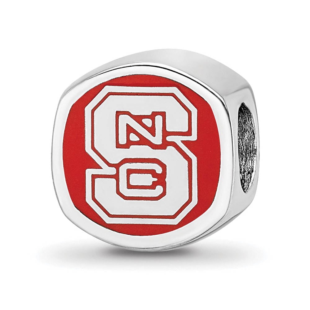 Sterling Silver Rhodium-plated LogoArt North Carolina State University N-C-S Enameled Bead QSS501NCS