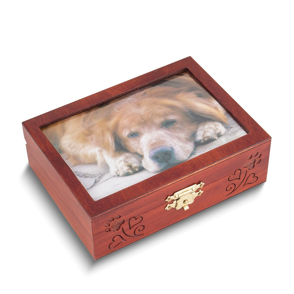 Pet Carved 3x5 Photo Wooden Keepsake Box