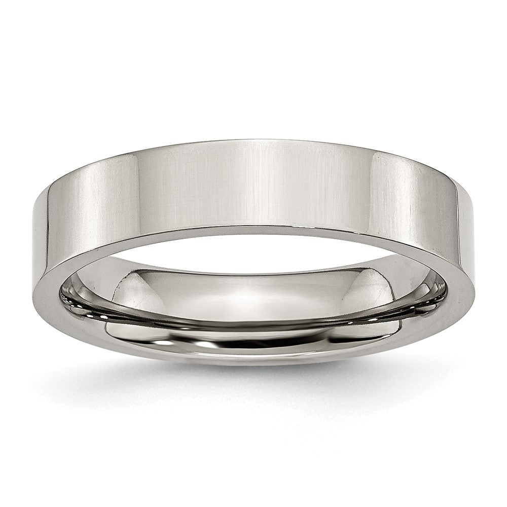 Stainless Steel Polished 5mm Flat Band Size - 12.5