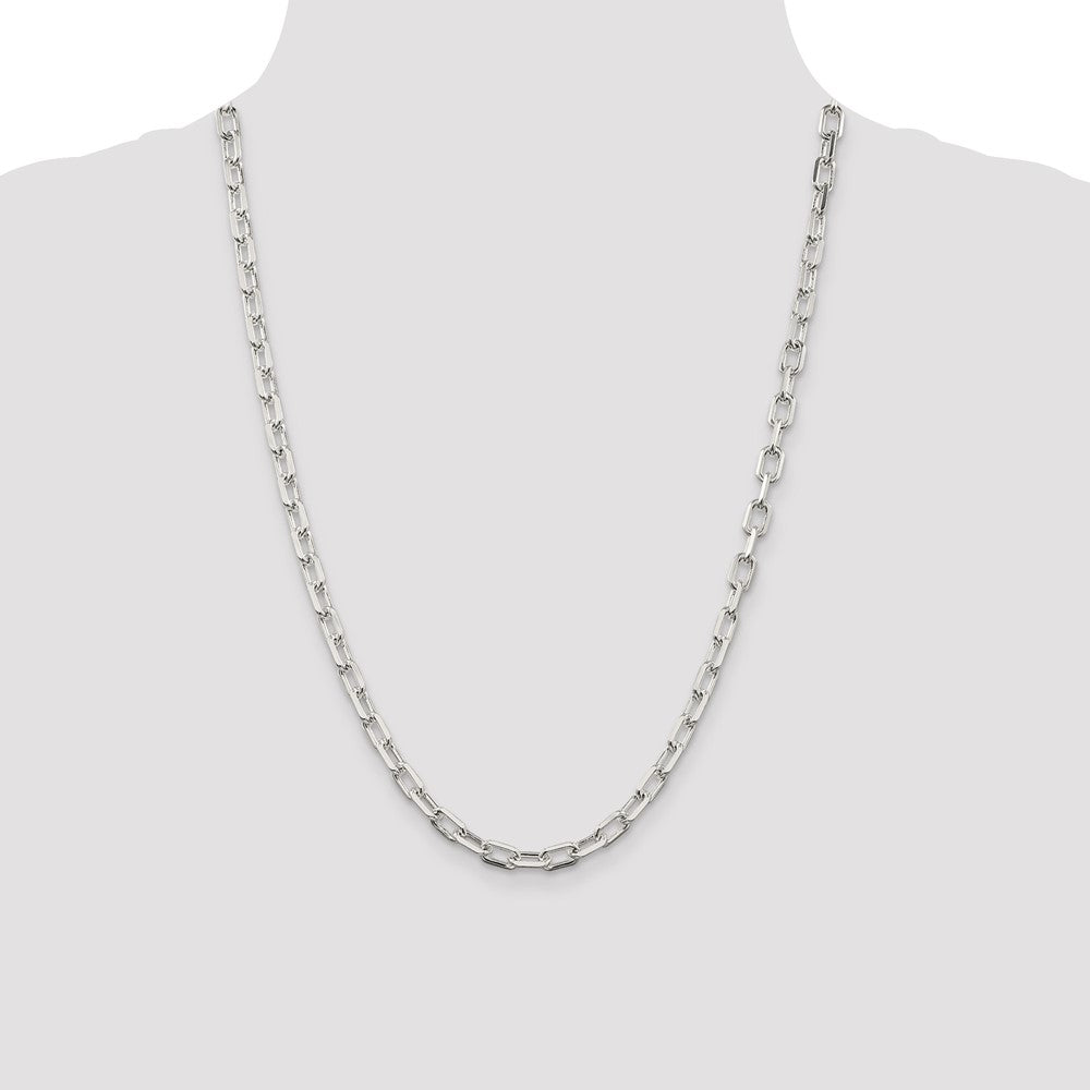Sterling Silver 5.75mm Diamond-cut Long Link Cable Chain 24 Inches