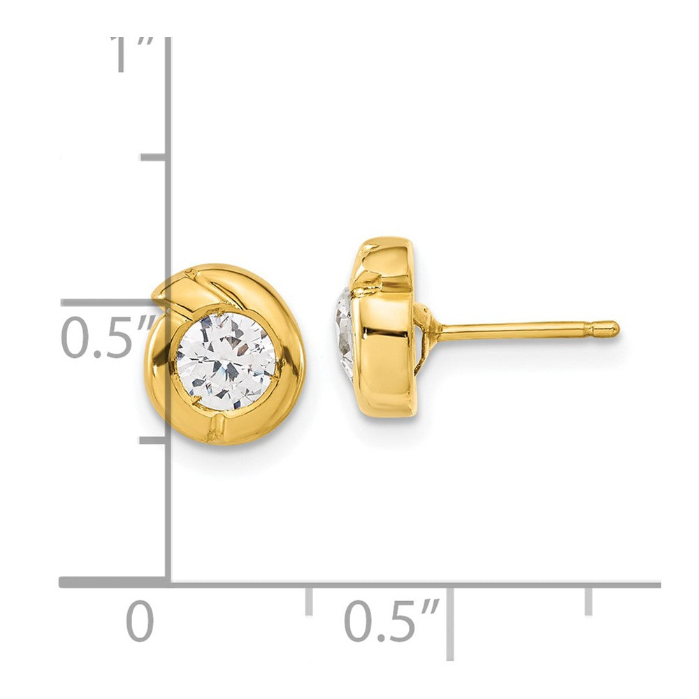 14k Polished Fancy CZ Post Earrings