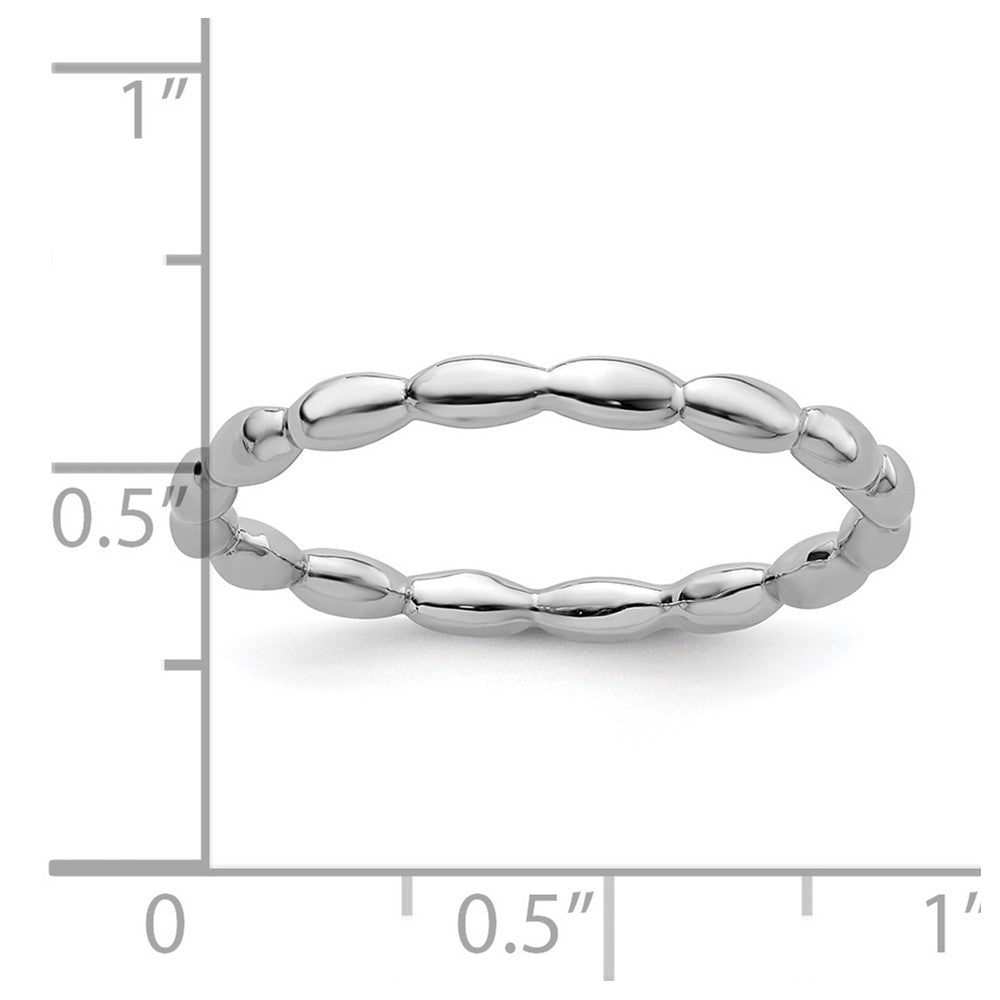 Sterling Silver Stackable Expressions Rhodium Rice Ring Size -8