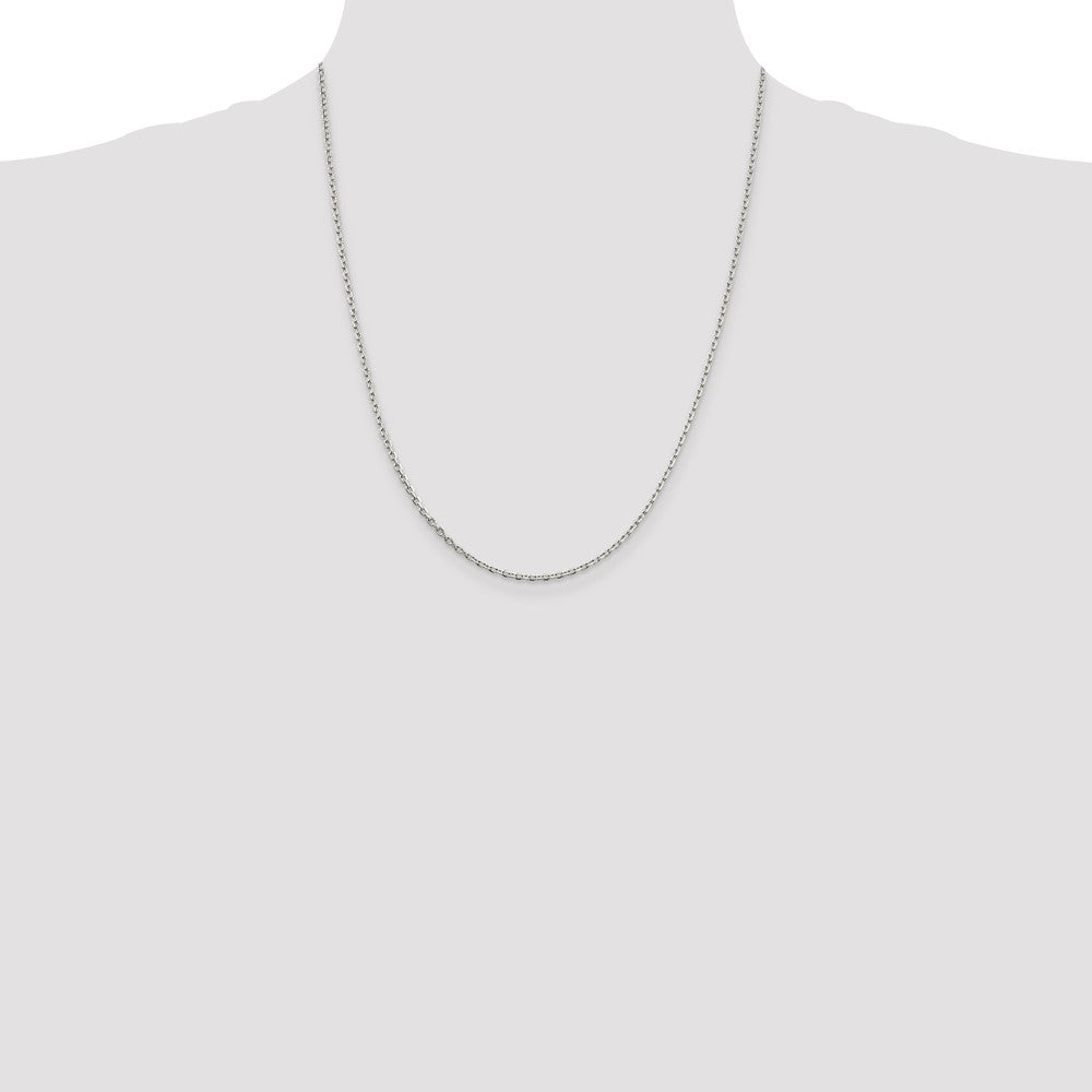 Sterling Silver Rhodium-plated 2mm Beveled Oval Cable Chain 22 Inches