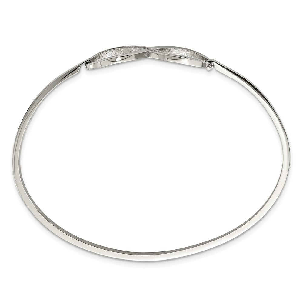 Stainless Steel Polished w/CZ Infinity Symbol Bangle 7.25 inches