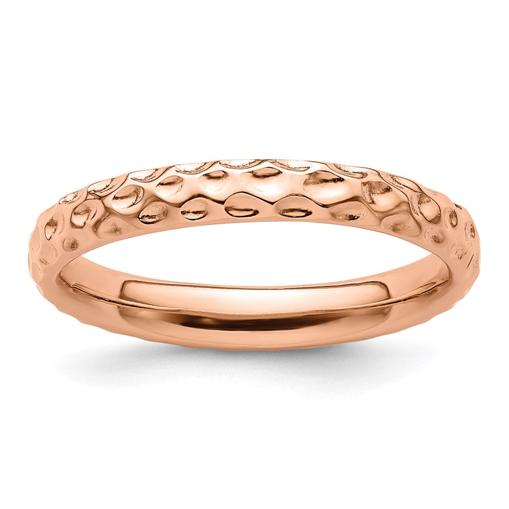 Sterling Silver Stackable Expressions Pink-plated Ring Size -9
