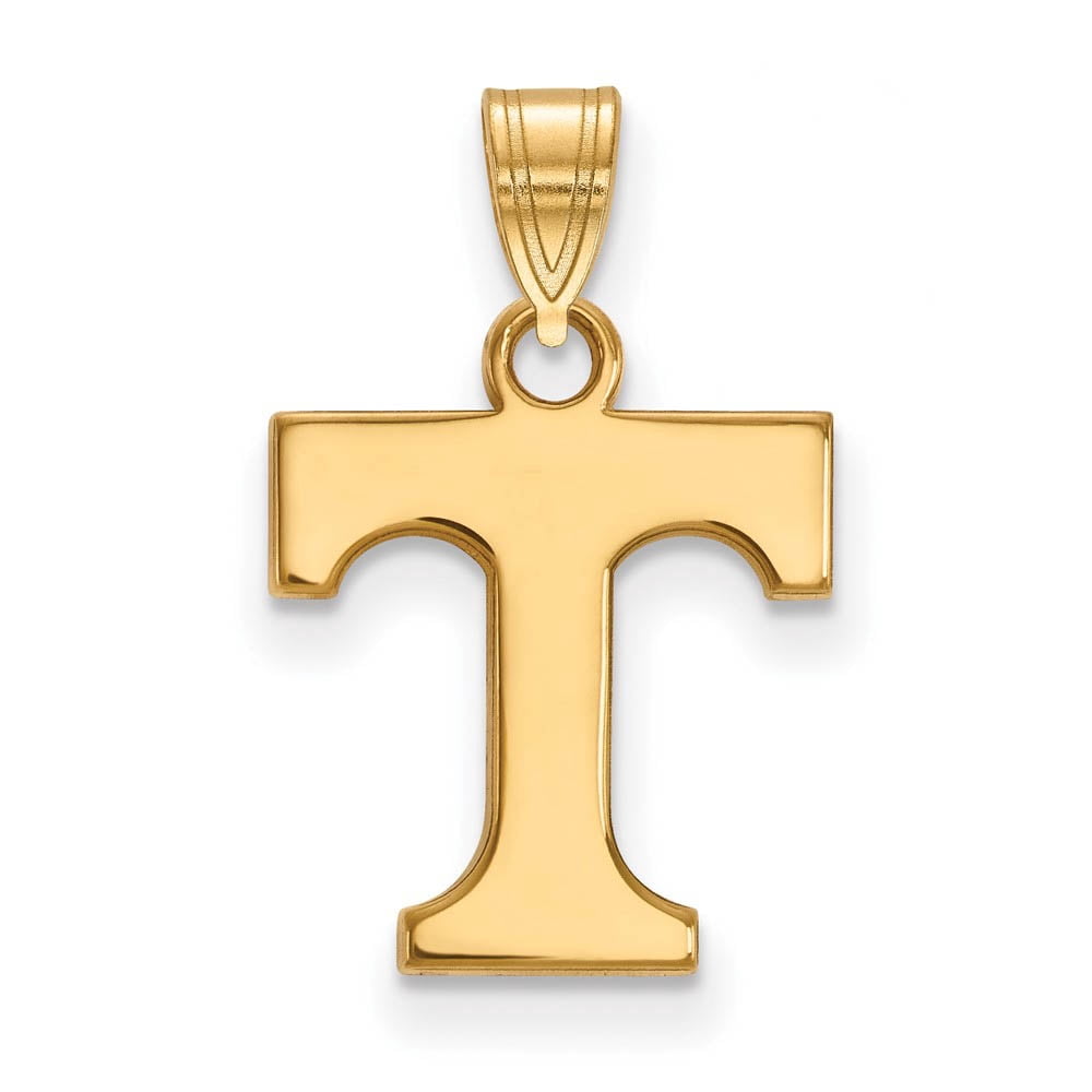 Sterling Silver Gold-plated LogoArt University of Tennessee Letter T Small Pendant Q-GP002UTN