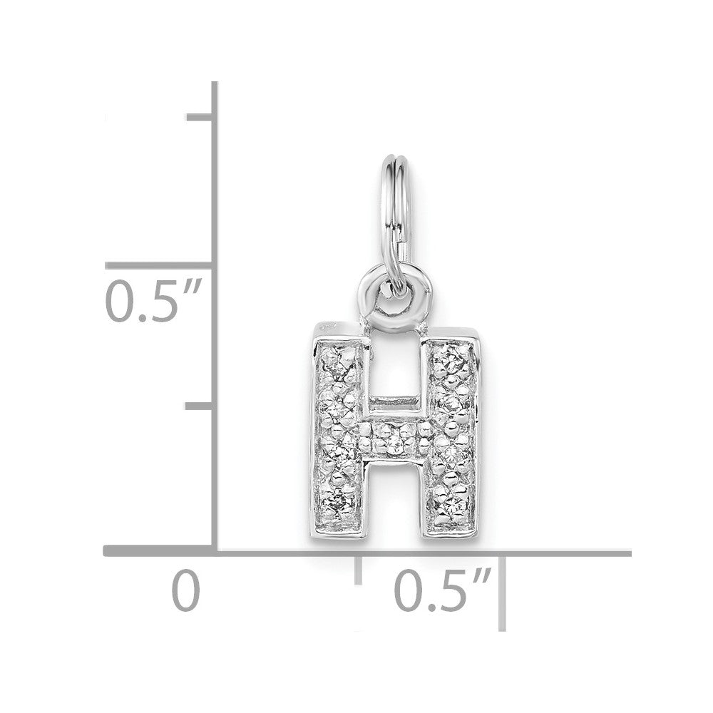 Sterling Silver Polished CZ Initial H Charm