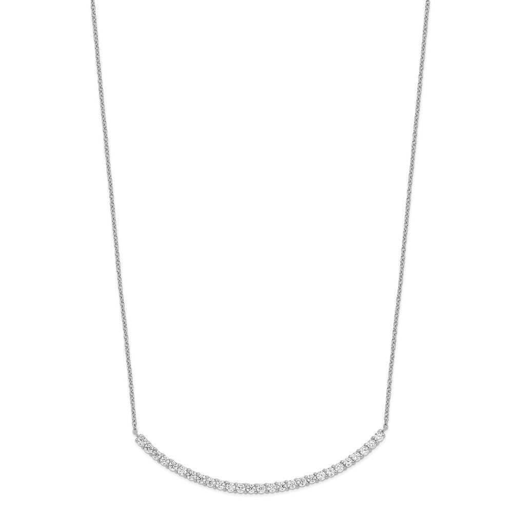 Cheryl M Sterling Silver Rhodium-plated Brilliant-cut CZ Curved Bar 18 Inch Necklace 18 Inches