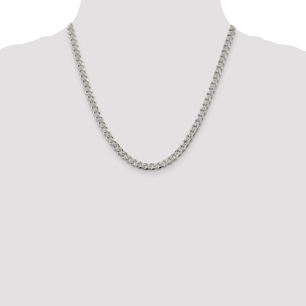 Sterling Silver 5.5mm Pav‚ Curb Chain 20 Inches