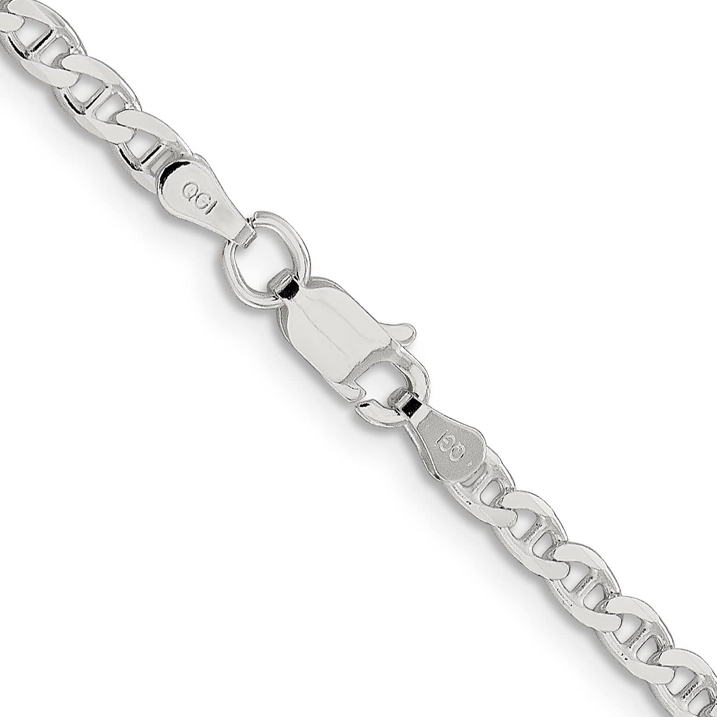 Sterling Silver 3.15mm D/C Flat Anchor Curb Chain Anklet 9 inches