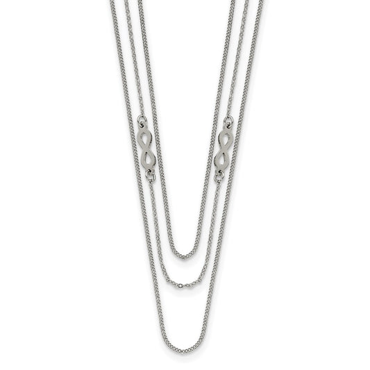 Stainless Steel Polished Infinity Sign 3-Strand 36in Necklace