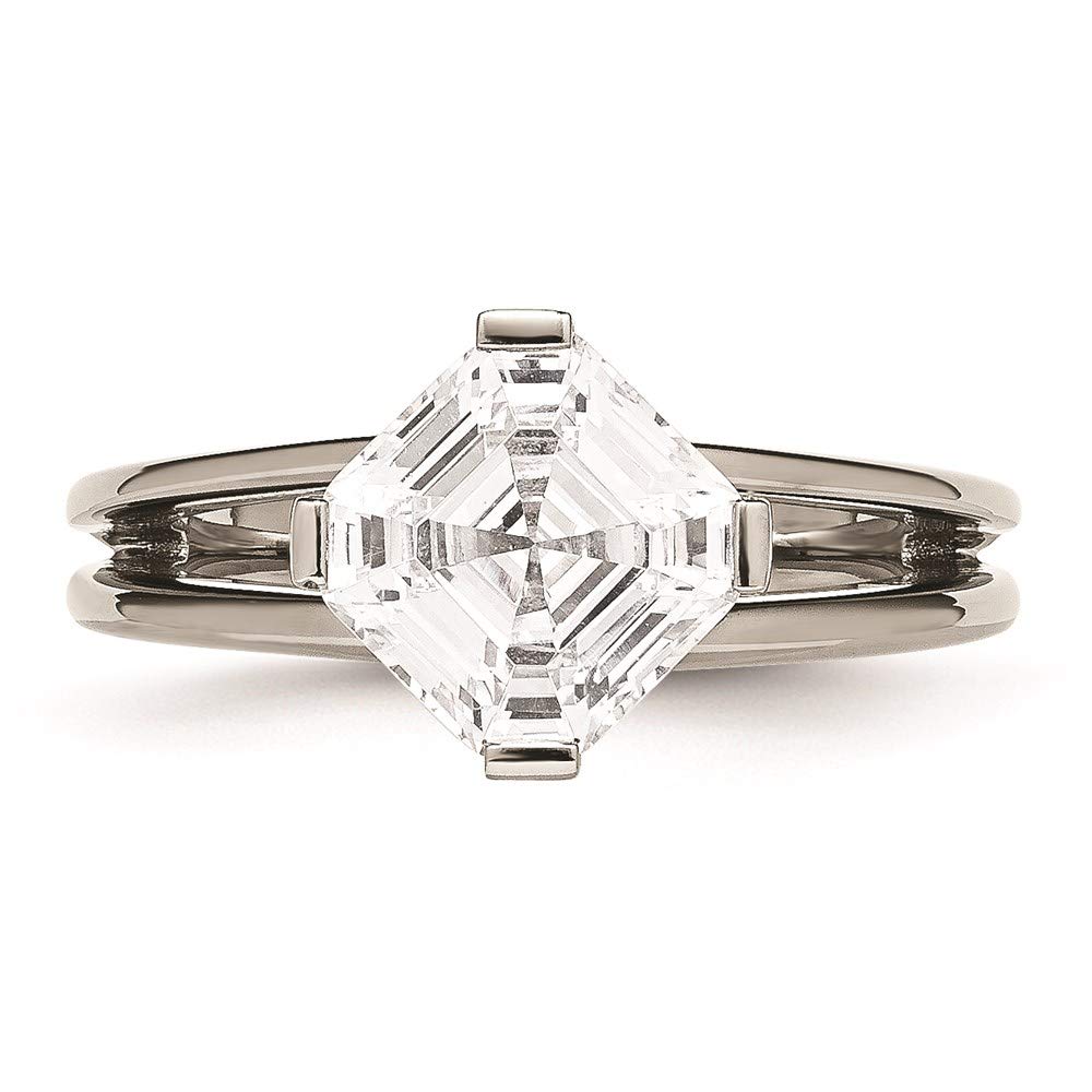 Titanium Polished with CZ Ring Size - 8