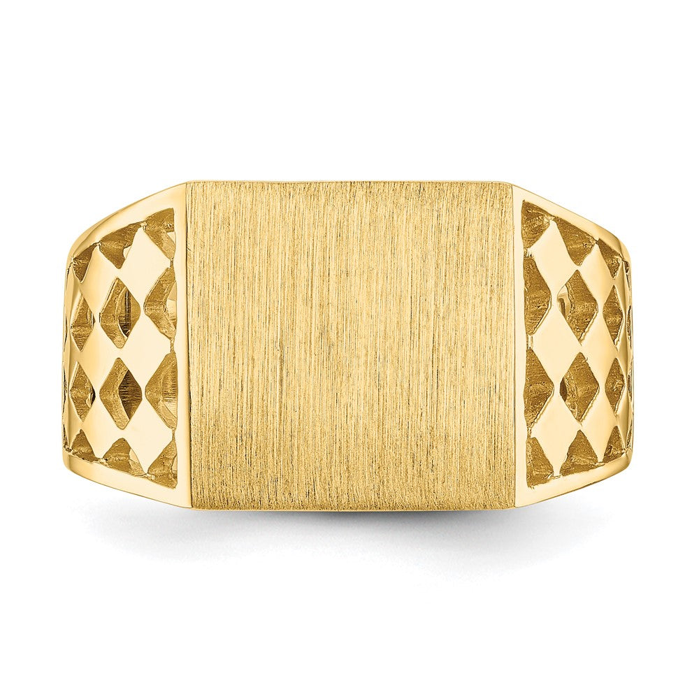 14k 12.0x12.5mm Open Back Men's Signet Ring Size 10
