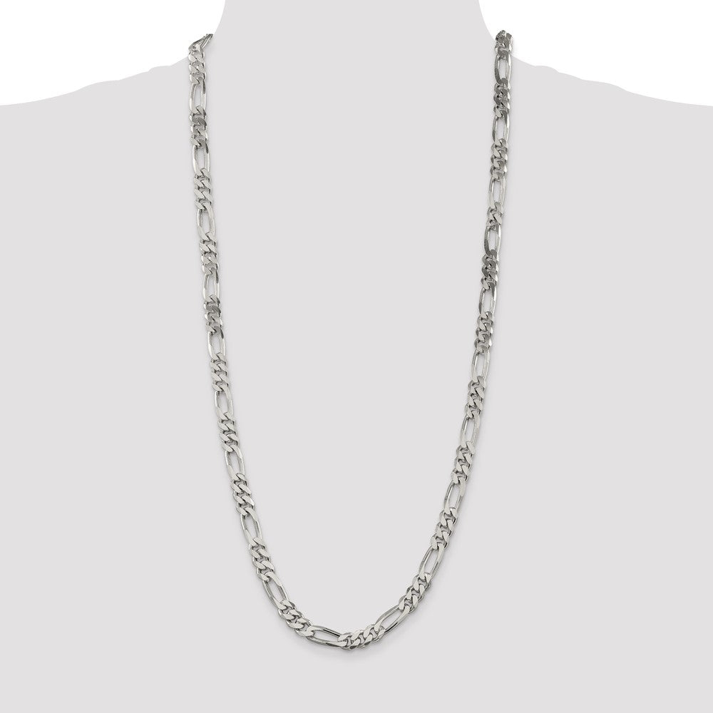 Sterling Silver 8mm Figaro Chain 30 Inches