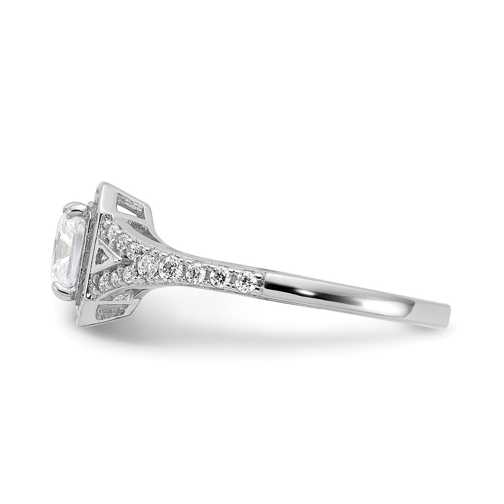 Sterling Shimmer Sterling Silver Rhodium-plated CZ 41 Stone Open Back Ring