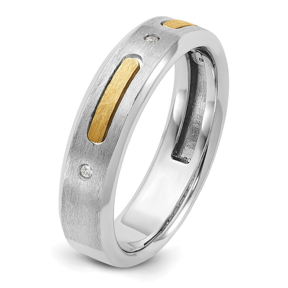 14k Two-tone IBGoodman Men's Polished and Satin Diamond Complete Ring Size 10