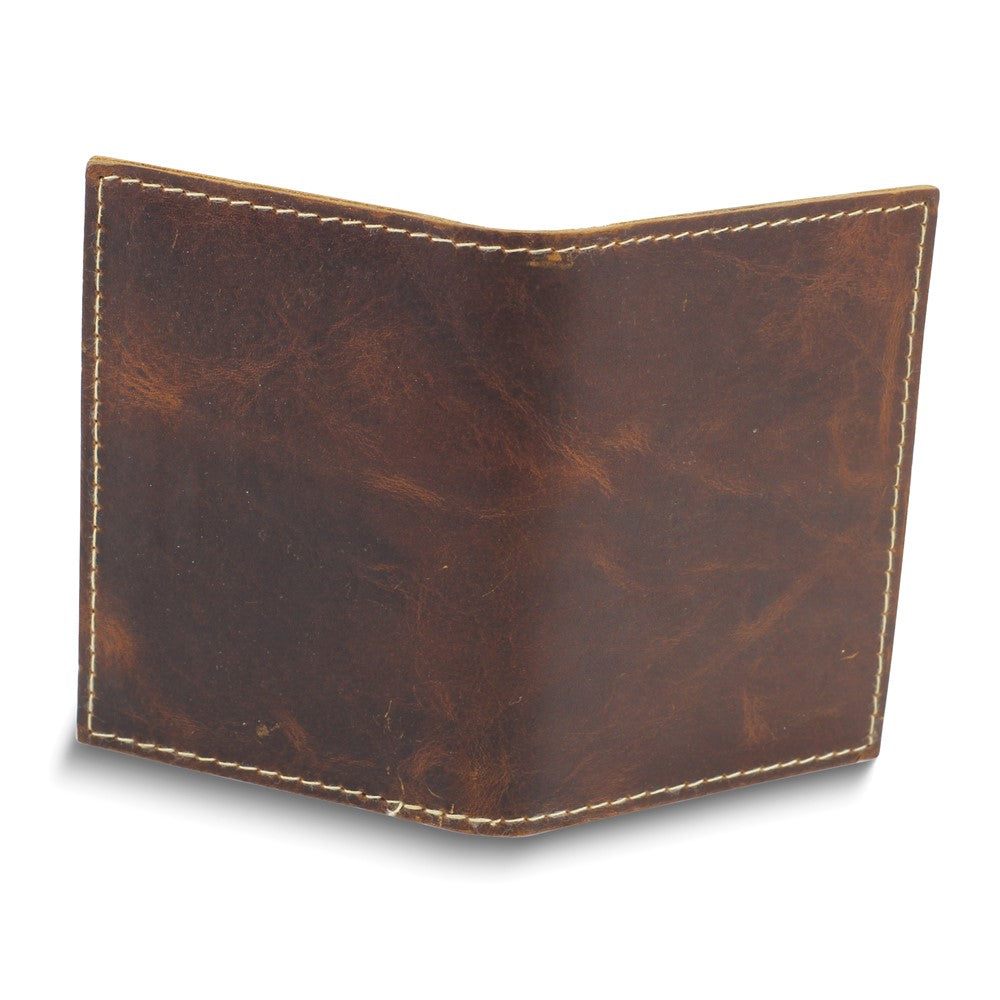 Brown Oiled Leather RFID Blocking Slim Bifold Card Case