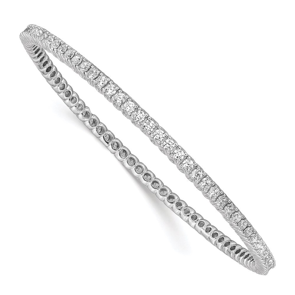 Sterling Shimmer Sterling Silver Rhodium-plated 83 Stone CZ Bangle Bracelet 7.25 inches