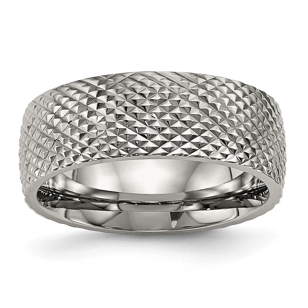 Titanium Polished and Textured 8mm Band Size - 12