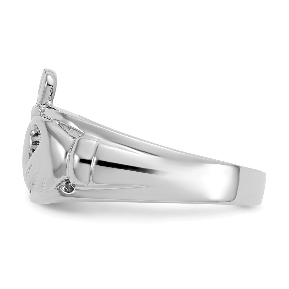 14k White Gold Ladies Claddagh Ring Size 6.5
