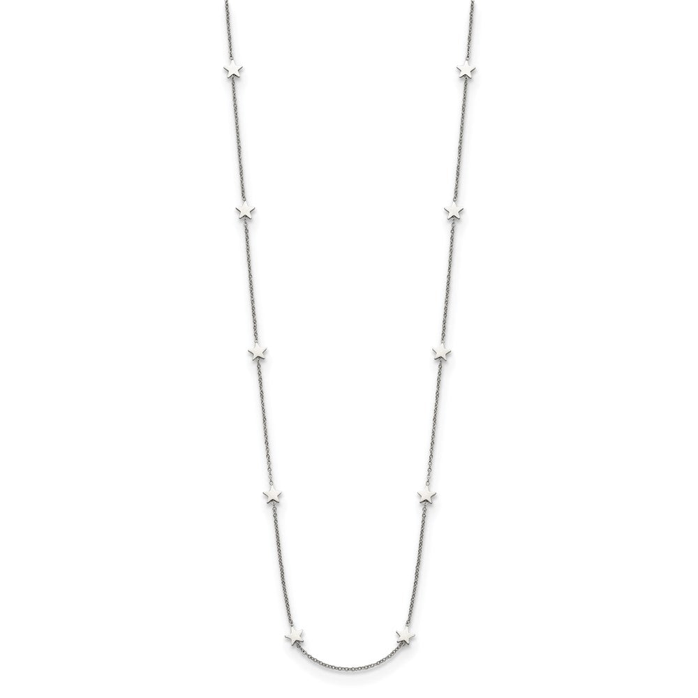 Stainless Steel Polished Stars 35in Necklace