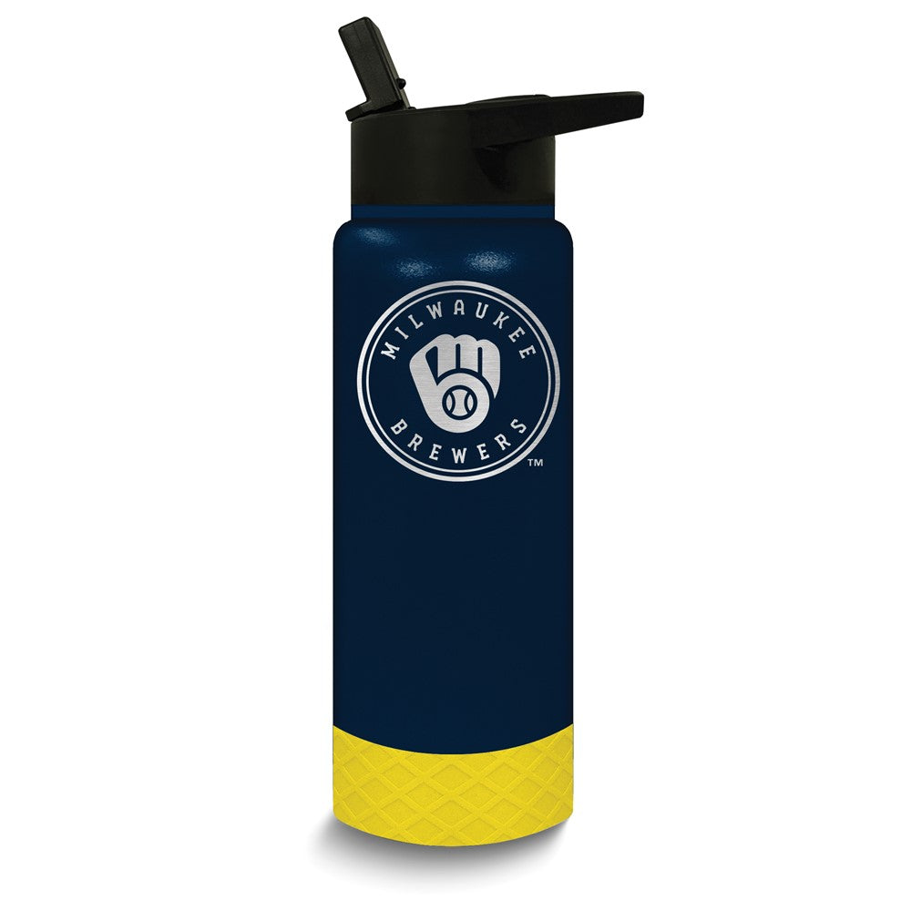 MLB Milwaukee Brewers Stainless Steel Silicone Grip 24 oz. Water Bottle