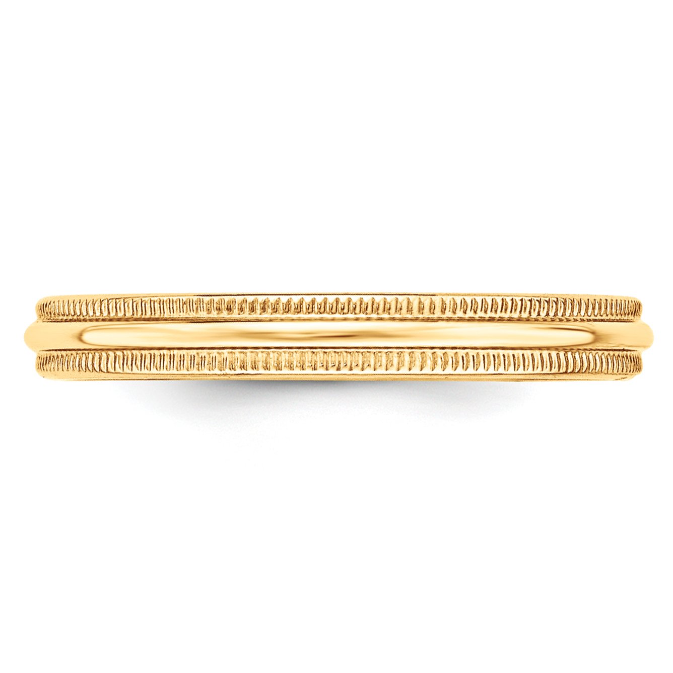 Primal Gold 14 Karat Yellow Gold 3mm Lightweight Milgrain Half Round Wedding Band