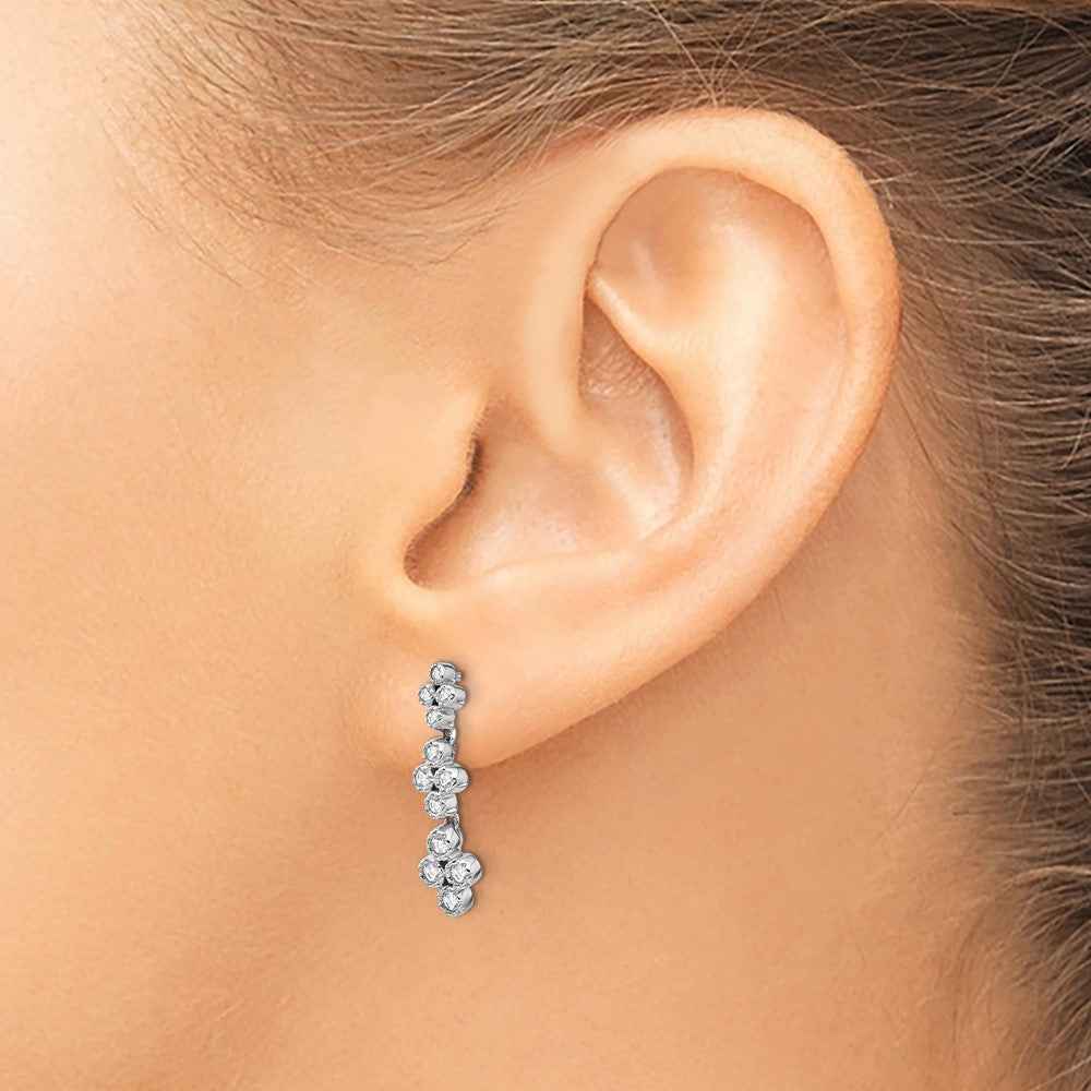 True Origin 14k White Gold 3/8 carat Lab Grown Diamond VS DEF Floral Bloom Post Dangle Earrings