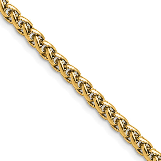 Chisel Stainless Steel Polished Yellow IP-plated 5mm 18 inch Wheat Chain