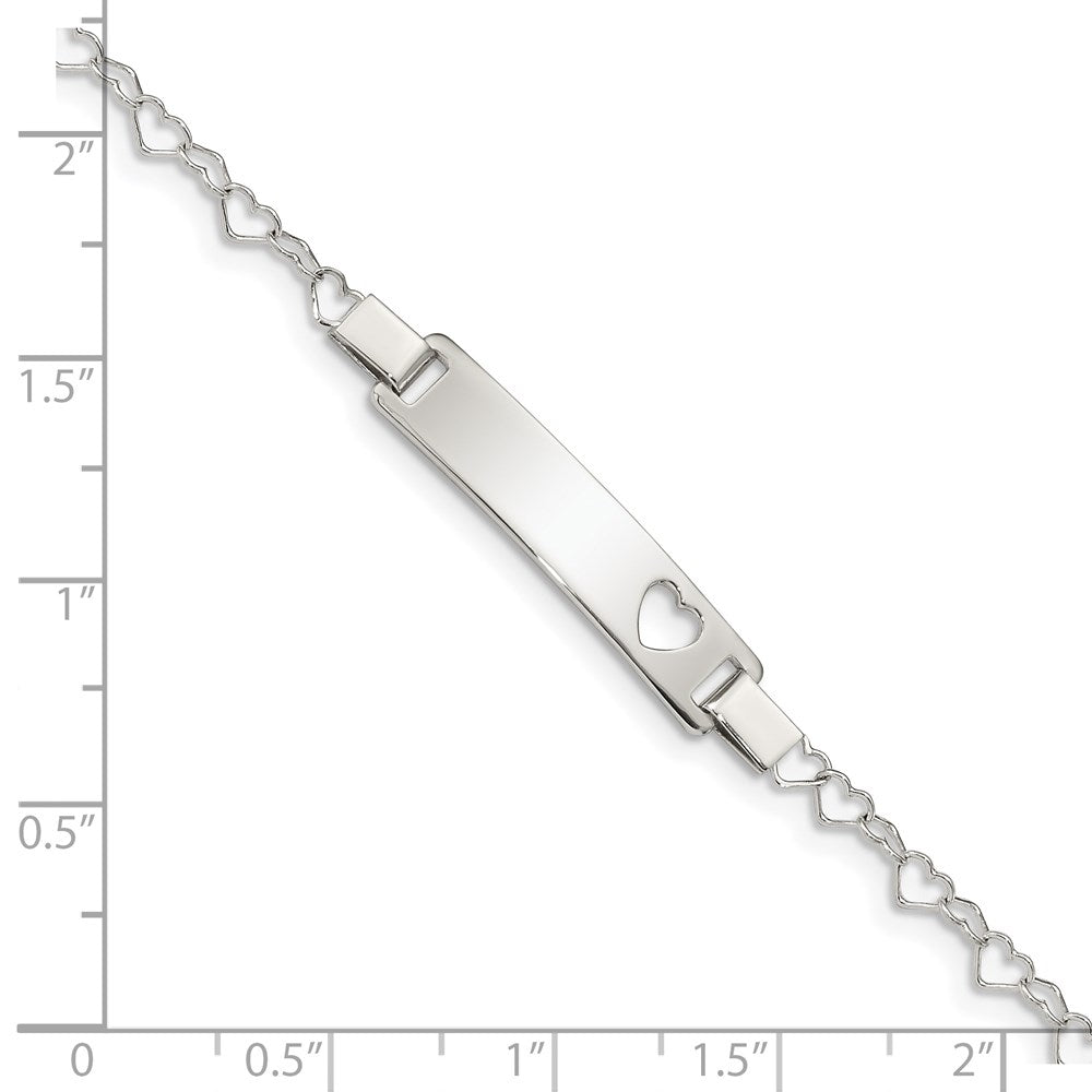Sterling Silver Heart Baby ID Bracelet 6 inches