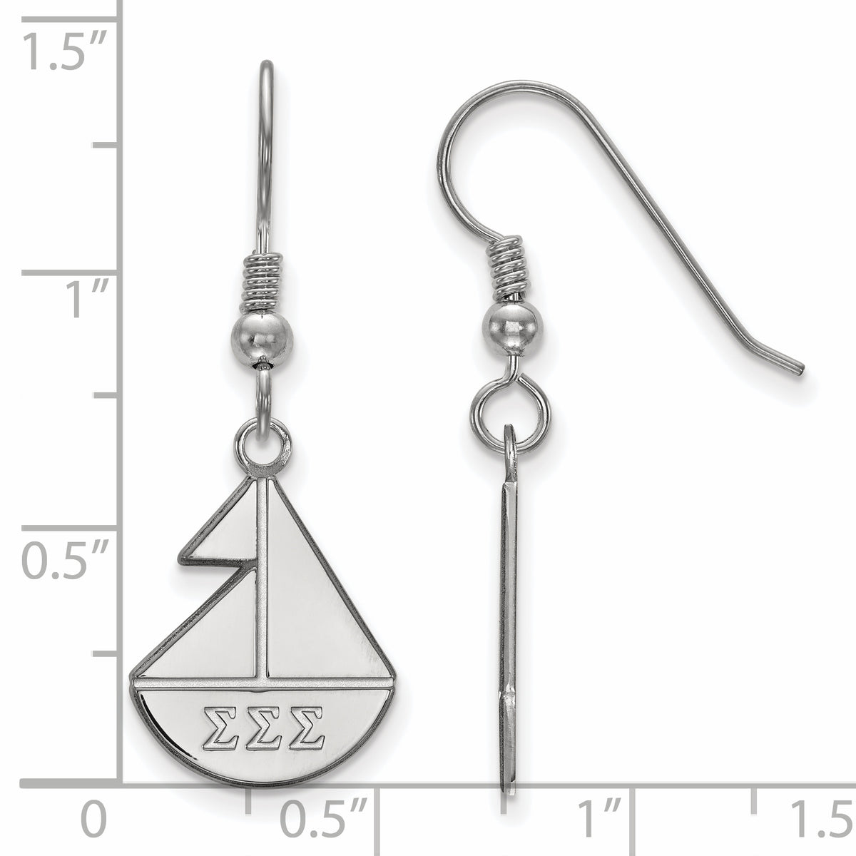 Sterling Silver Official Licensed Greek Sororities Sigma Sigma Sigma (???) Medium Dangle Earrings