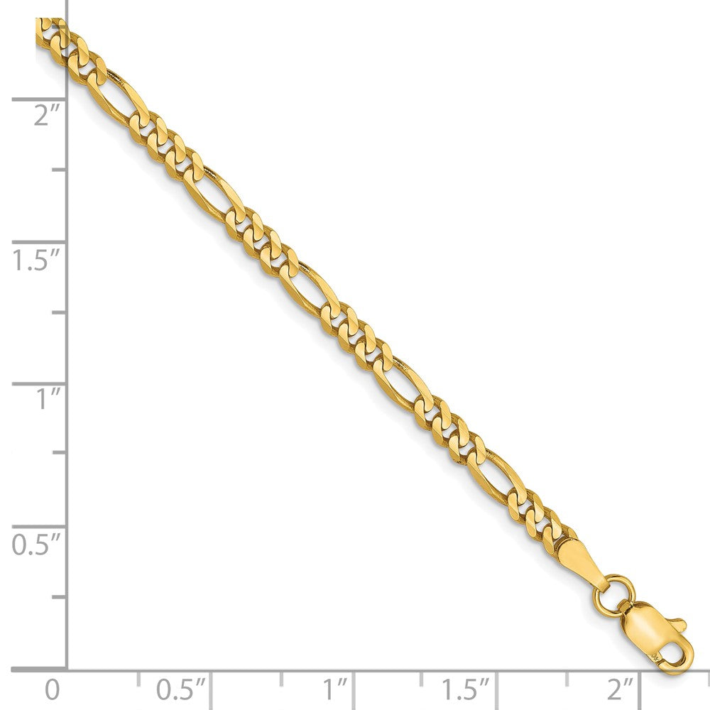 10K 3mm Concave Figaro Chain 7  inches