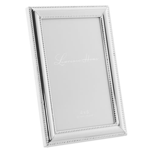 Lawrence Frames 4x6 Metal Picture Frame Silver-Plate with Delicate Beading 510746