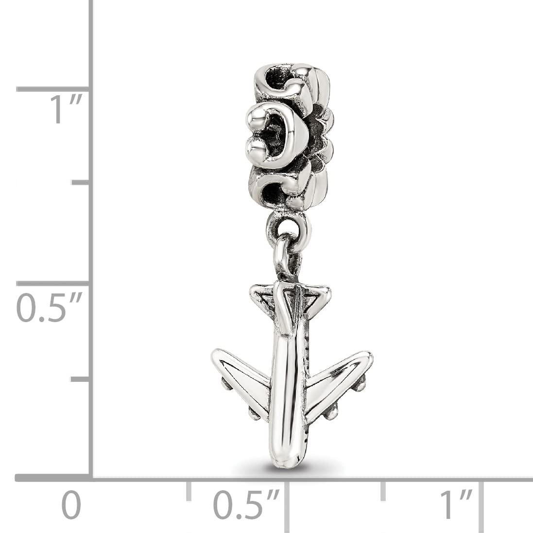 925 Sterling Silver Polished Oxidized Reflections Airplane Dangle Bead Charm 27.27x10.91mm Wide Pendant Necklace for Wom