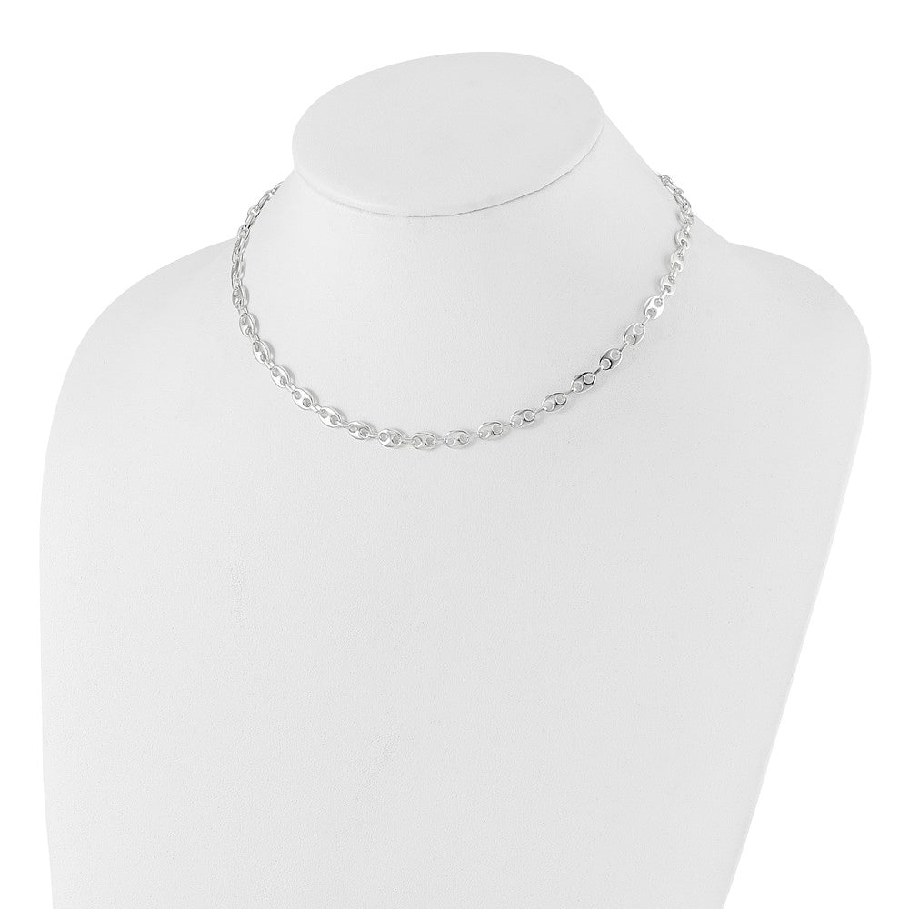 Sterling Silver Rhodium-plated 16in with 2in ext. Fancy Link Necklace 16 Inches