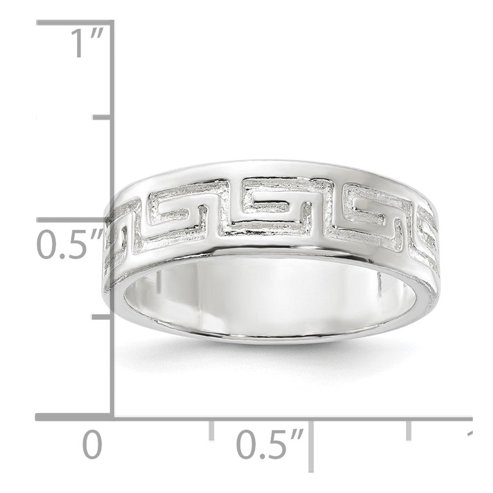 Sterling Silver Polished Greek Key Design Ring