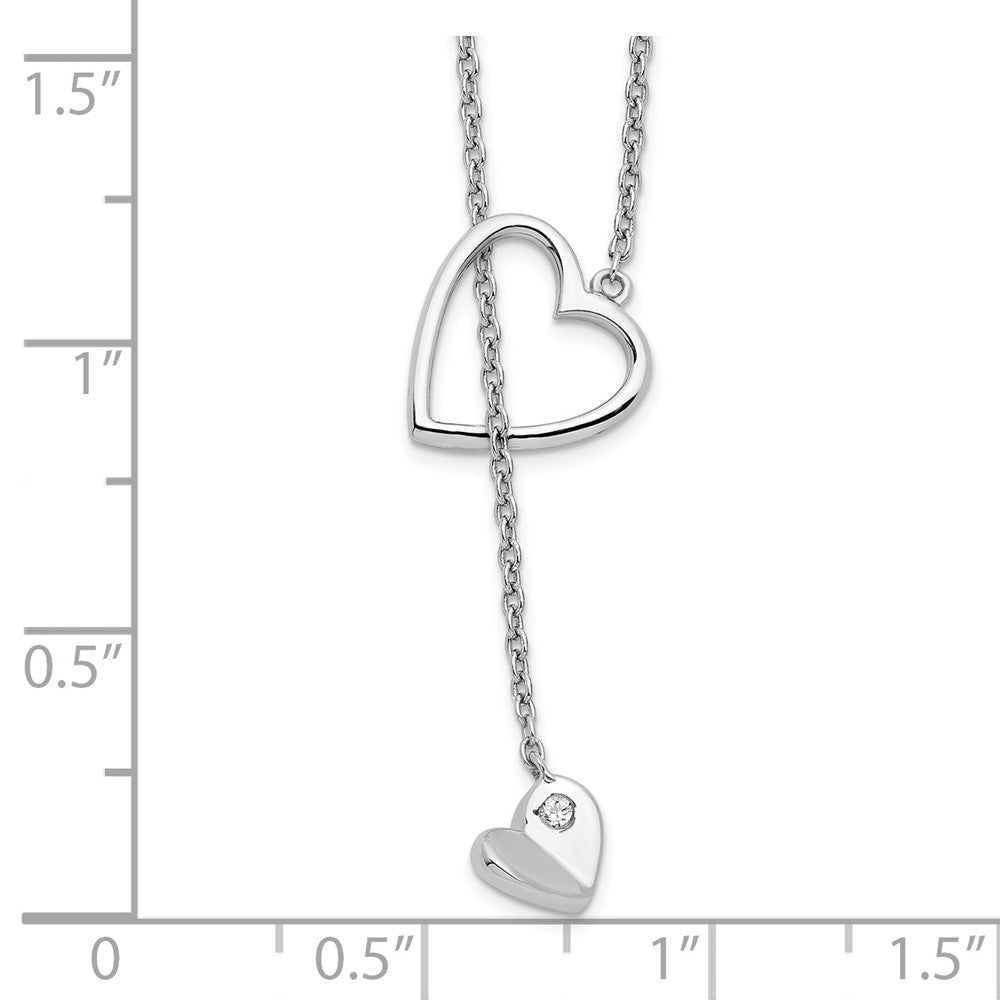 White Ice Sterling Silver Rhodium-plated 18 Inch Diamond Heart Necklace 18 Inches