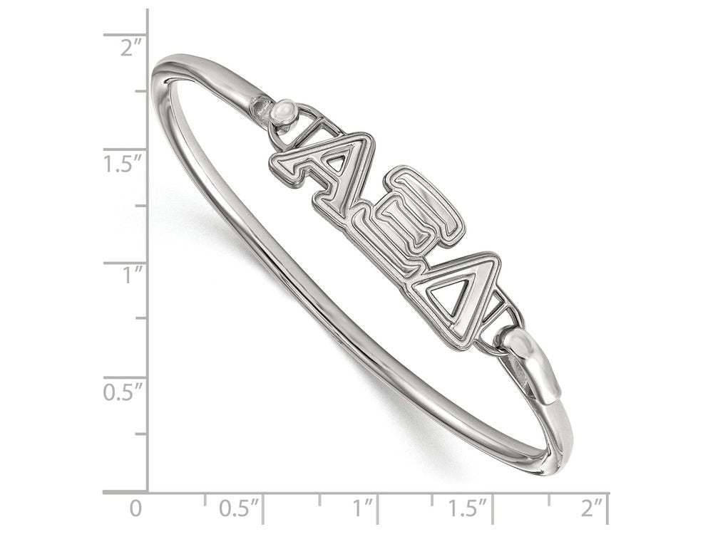 Sterling Silver Official Licensed Greek Sororities 7in Alpha Xi Delta (???) Small Hook and Clasp Bangle