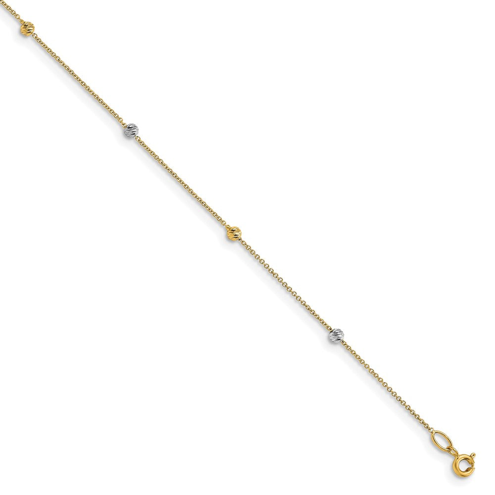 14K Two-Tone Polished D/C with 1in ext. Anklet