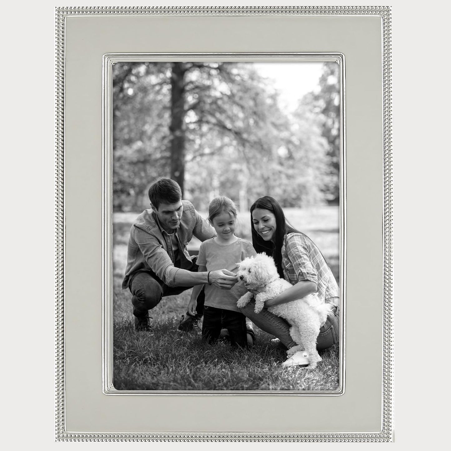 Flat Plain with Bead Boder Frame Silver 8x10