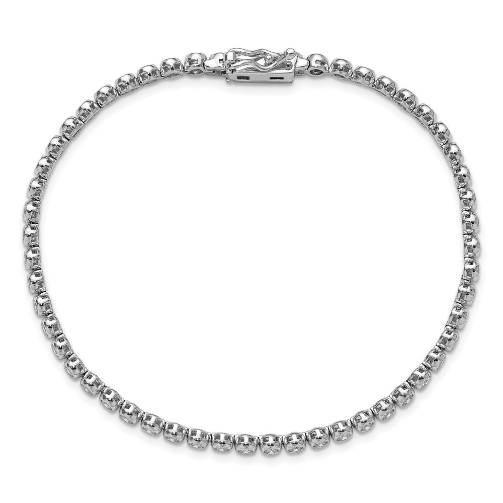 Sterling Shimmer Sterling Silver Rhodium-plated Bezel Set 2.3mm CZ 55 Stone 8 inch Bracelet 8 inches